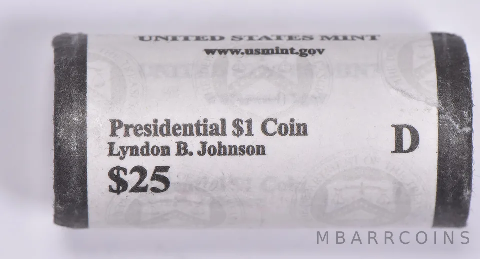 2015-D Lyndon Johnson Presidential $1 Coin Roll $25 Unc US Mint BU