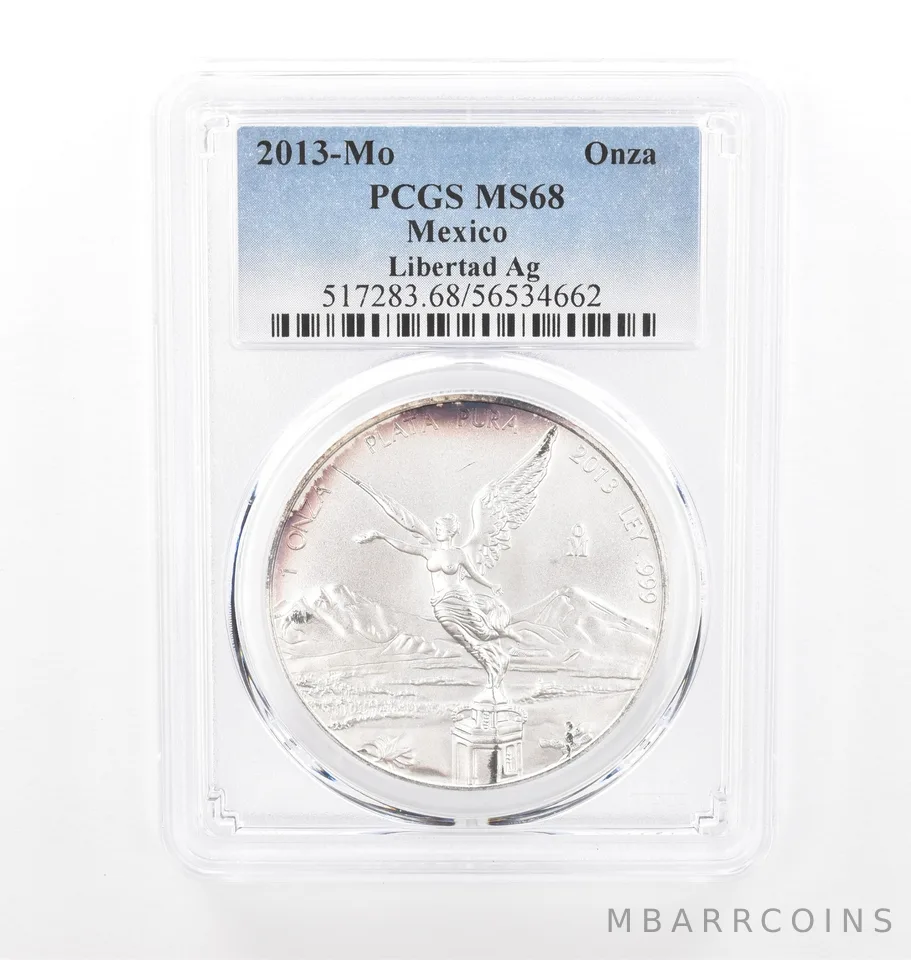 2013 Mo Mexico 1 Onza Silver Libertad MS68 PCGS Peripheral Tone *2100