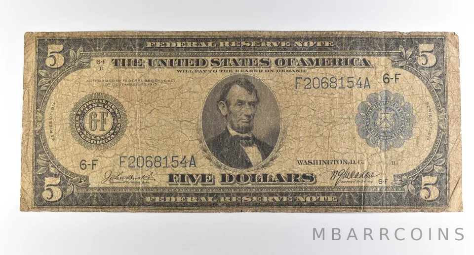 1914 $5 Atlanta GA FRN Large Note Blue Seal *3718