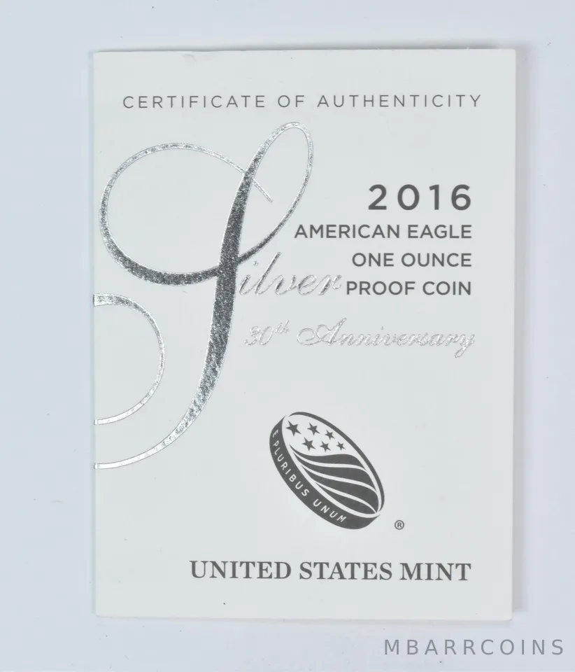 COA 2016-W American Silver Eagle Proof