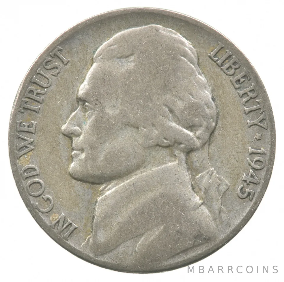 1945-P Jefferson Nickel Lamination Error a6155