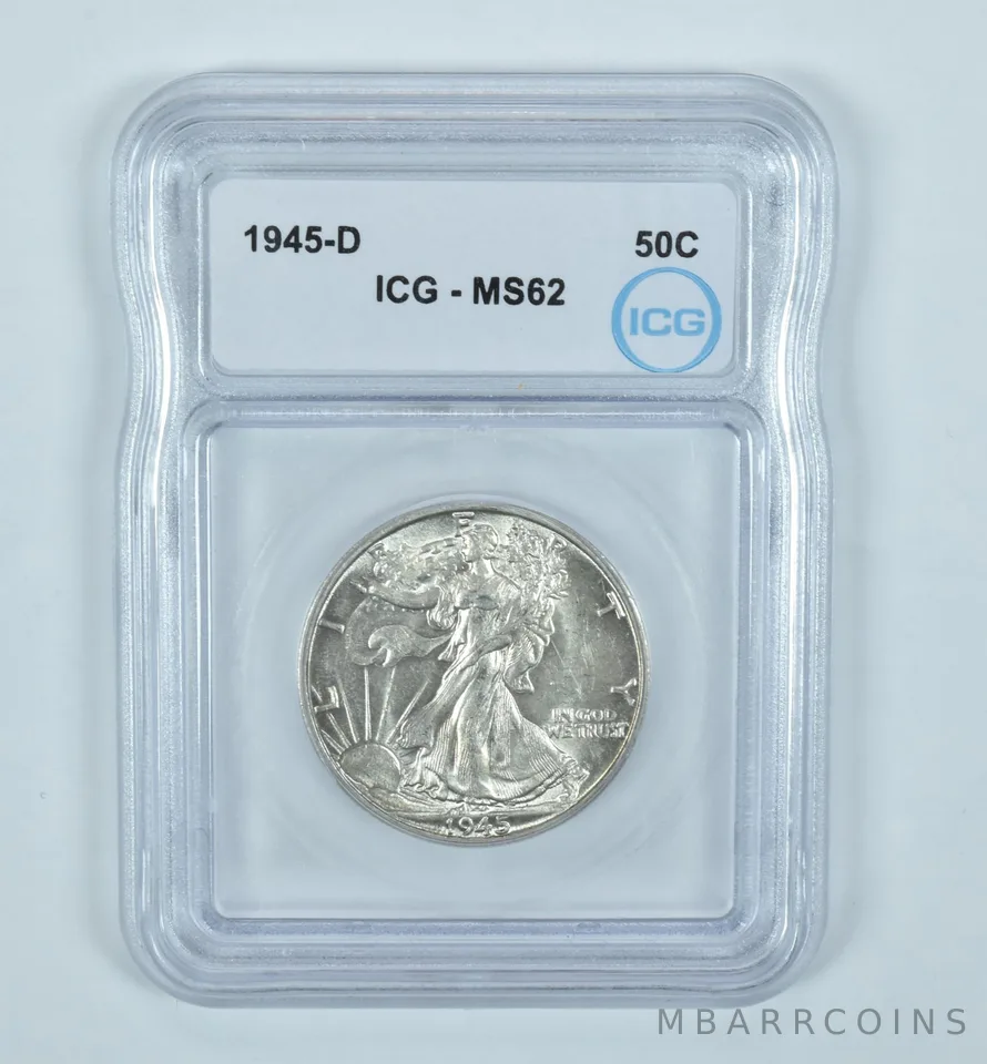 1945-D Walking Liberty Half Dollar MS62 ICG