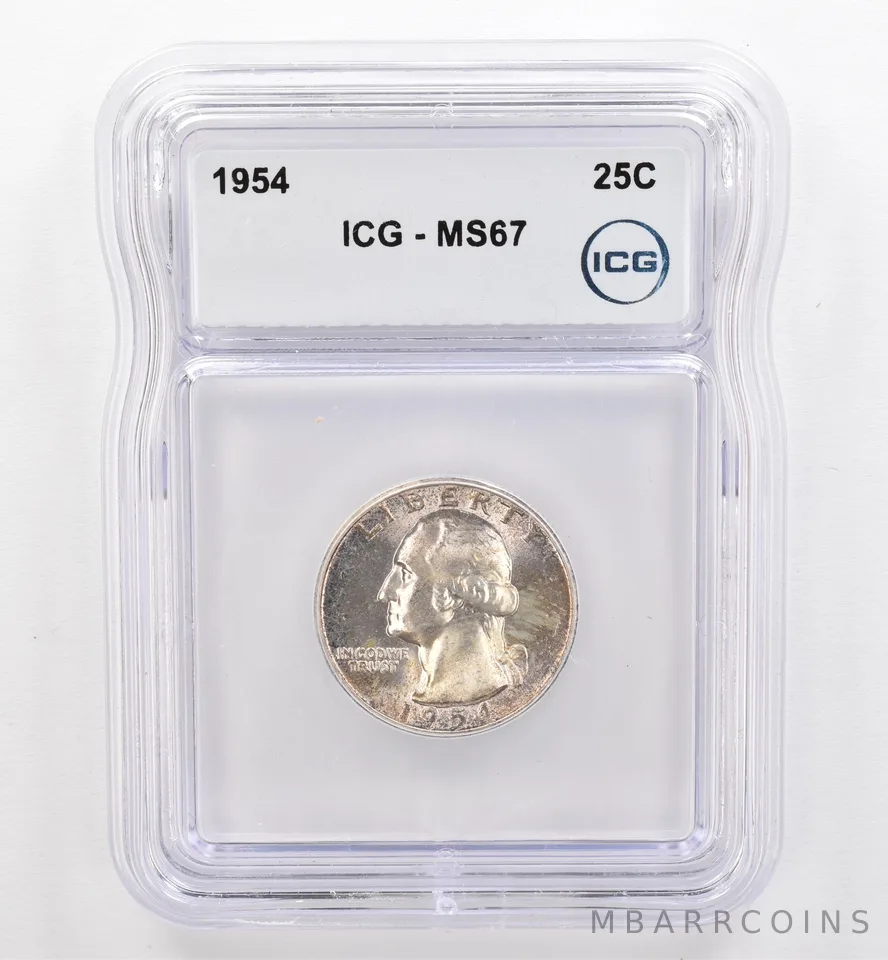 1954 Washington Quarter MS67 ICG Beautiful Tone *9474