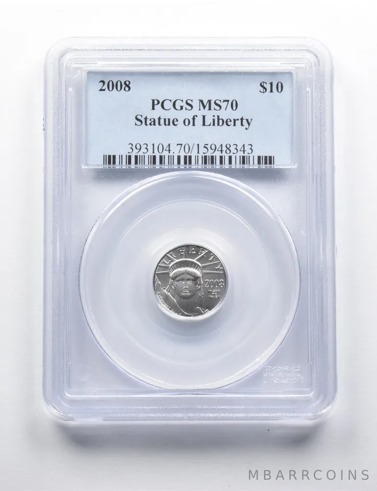 MS70 2008 $10 American Platinum Eagle 1/10 Oz Platinum PCGS a1675