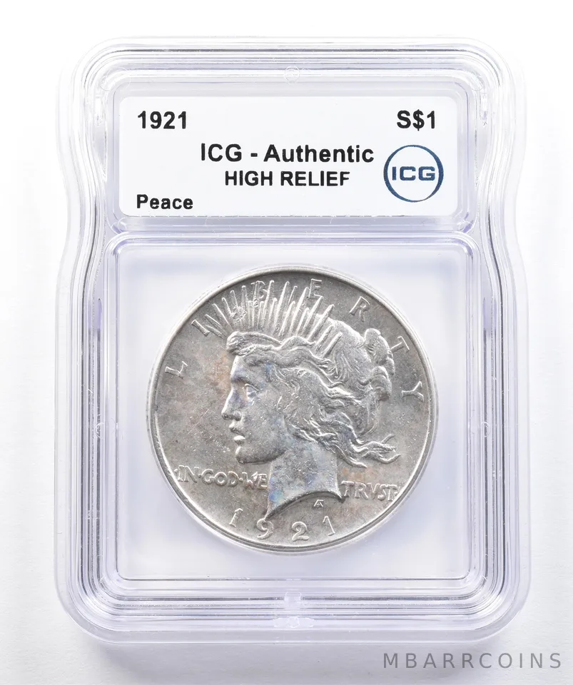 1921 Peace Silver Dollar High Relief Authentic ICG *1752
