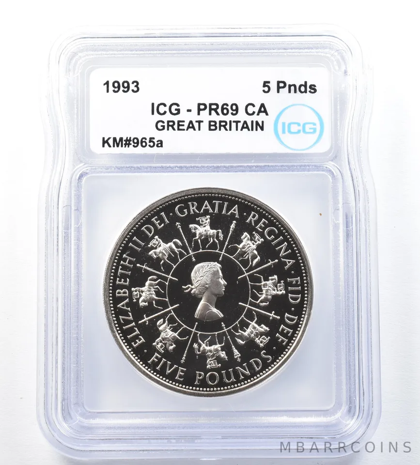 1993 Great Britain 5 Pounds KM#965a PR69 CA ICG *8910