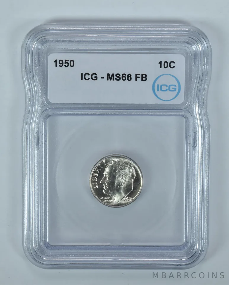 1950 Roosevelt Dime MS66 FB ICG