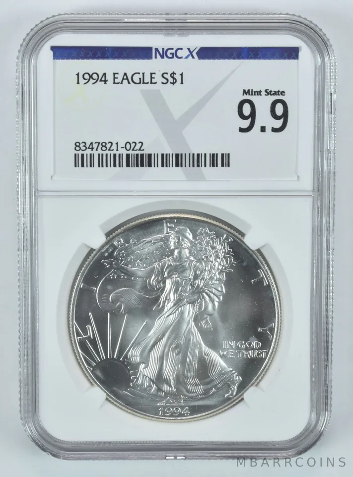 1994 American Silver Eagle Mint State 9.9 NGC X NGCX