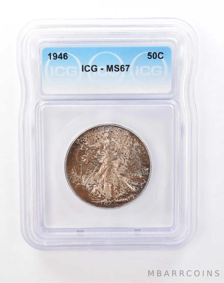 1946 Walking Liberty Half Dollar MS67 ICG Beautifully Toned *2876