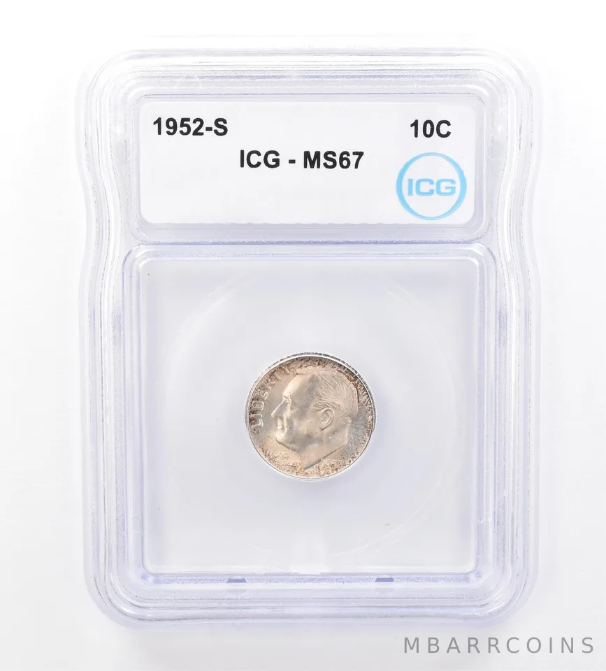 1952-S Roosevelt Dime MS67 ICG Beautiful Tone *1616
