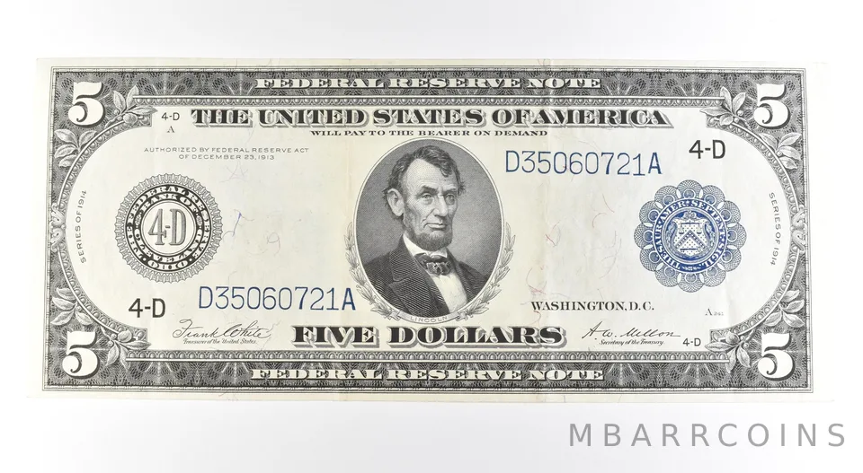 1914 $5 Cleveland OH FRN Large Note Blue Seal *2715