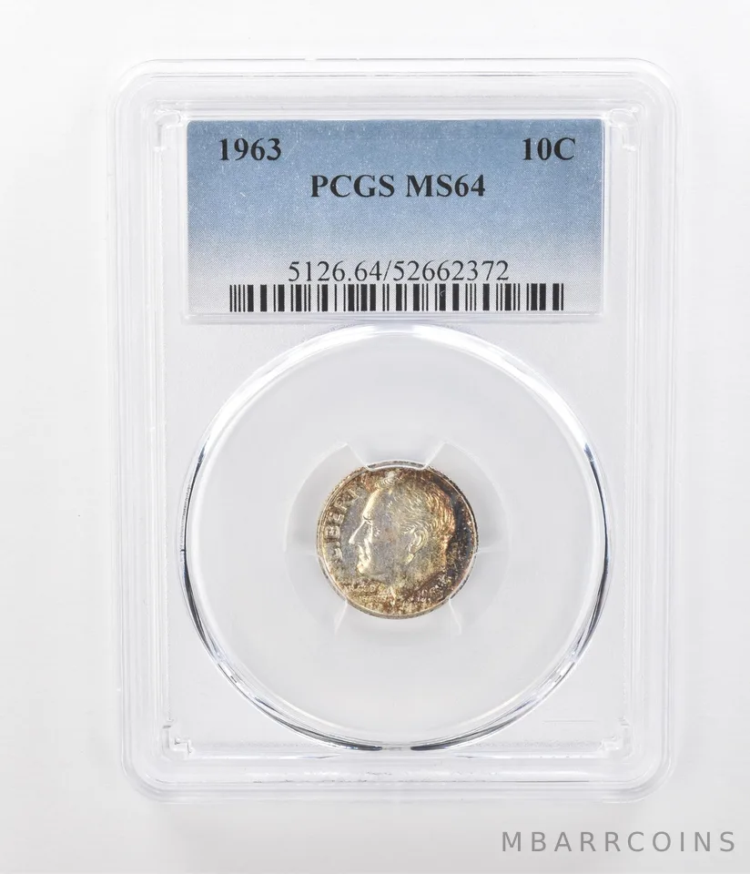 1963 Roosevelt Dime MS64 PCGS Beautiful Tone *1044