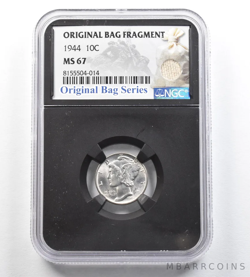 1944 Mercury Dime Original Bag Fragment MS67 NGC *0398