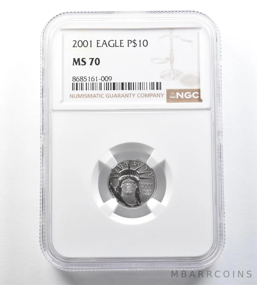 2001 $10 American Platinum Eagle 1/10 Oz Platinum MS70 NGC