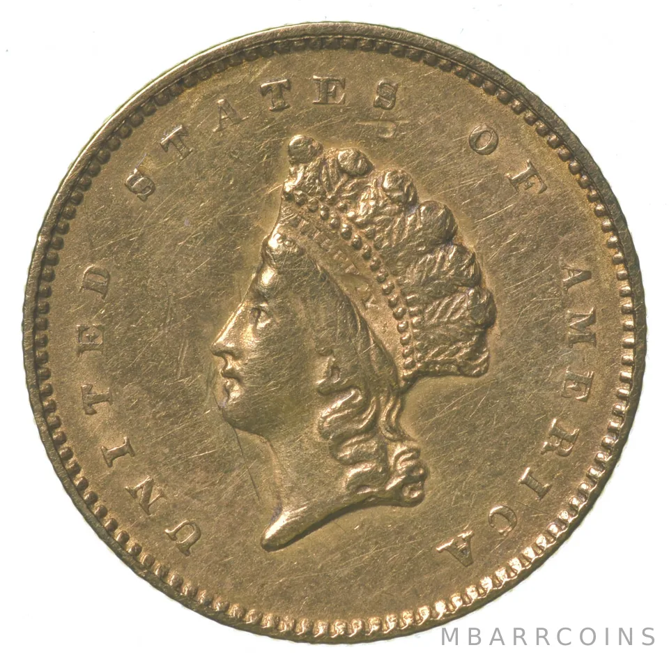 1854 $1 Indian Princess Head Gold Dollar Piece Type 2 a6756