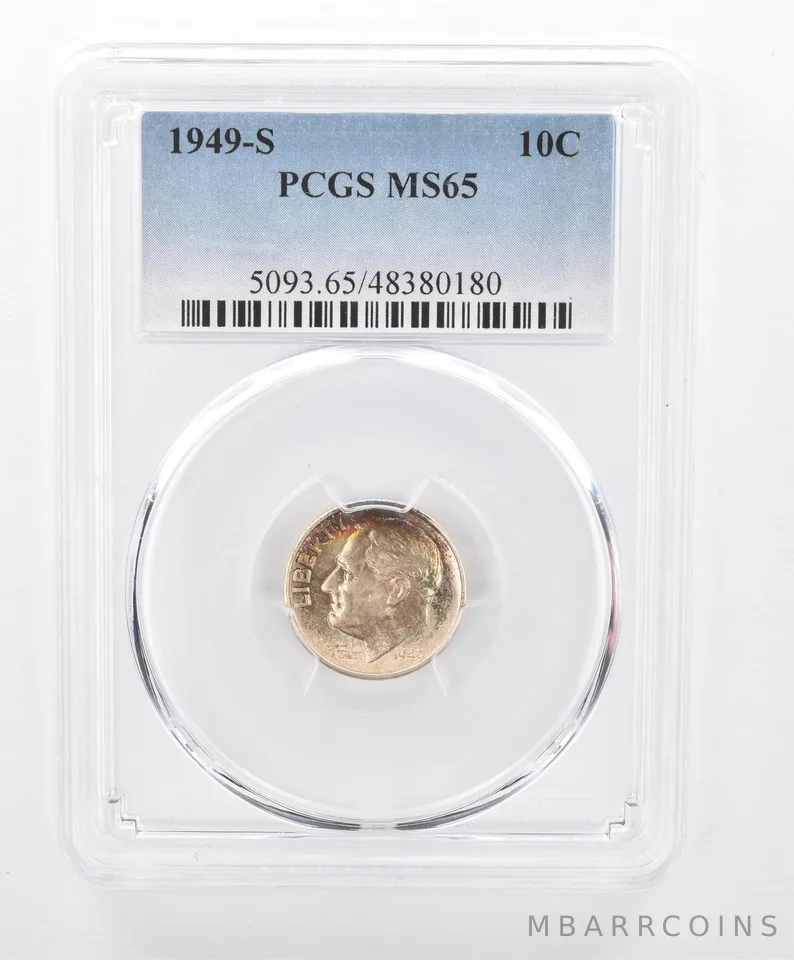 1949-S Roosevelt Dime MS65 PCGS Beautiful Tone *2734