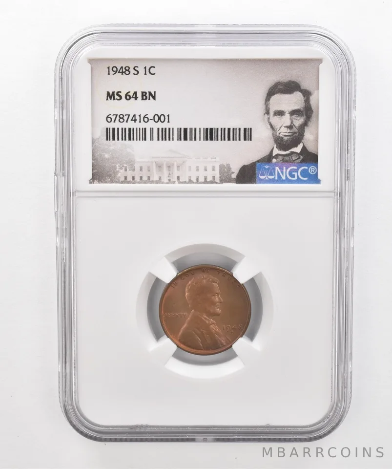1948-S Lincoln Wheat Cent MS64 BN NGC Beautiful Tone *2922