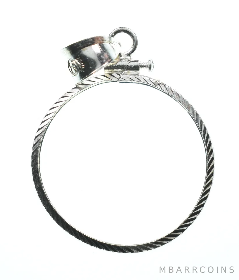 Sterling Silver 24.3 MM US Quarter Coin Bezel Pendant Frame Edge *2340