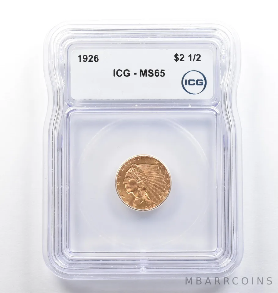 1926 $2.50 Indian Head Gold Quarter Eagle MS65 ICG *5775