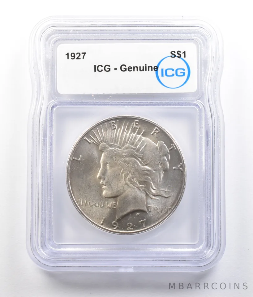 1927 Peace Silver Dollar Genuine ICG *0770