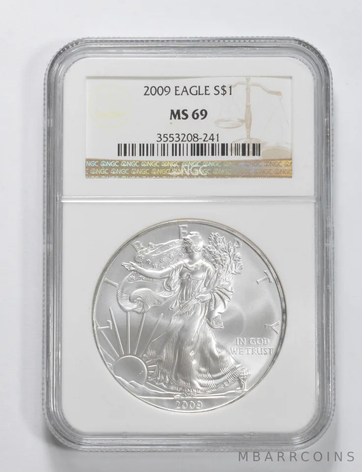 2009 American Silver Eagle MS69 NGC Brown Label