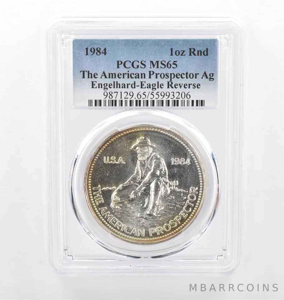 1984 Engelhard Prospector 1 Oz Silver Eagle Reverse MS65 PCGS Nice Tone *2174