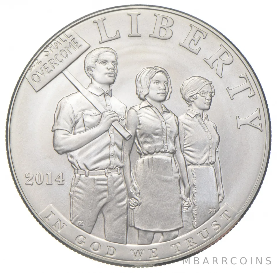 2014-P Unc Civil Rights Commemorative Silver Dollar $1