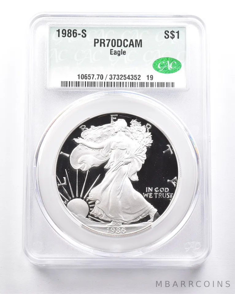 PR70 DCAM 1986-S American Silver Eagle CAC CACG a6294