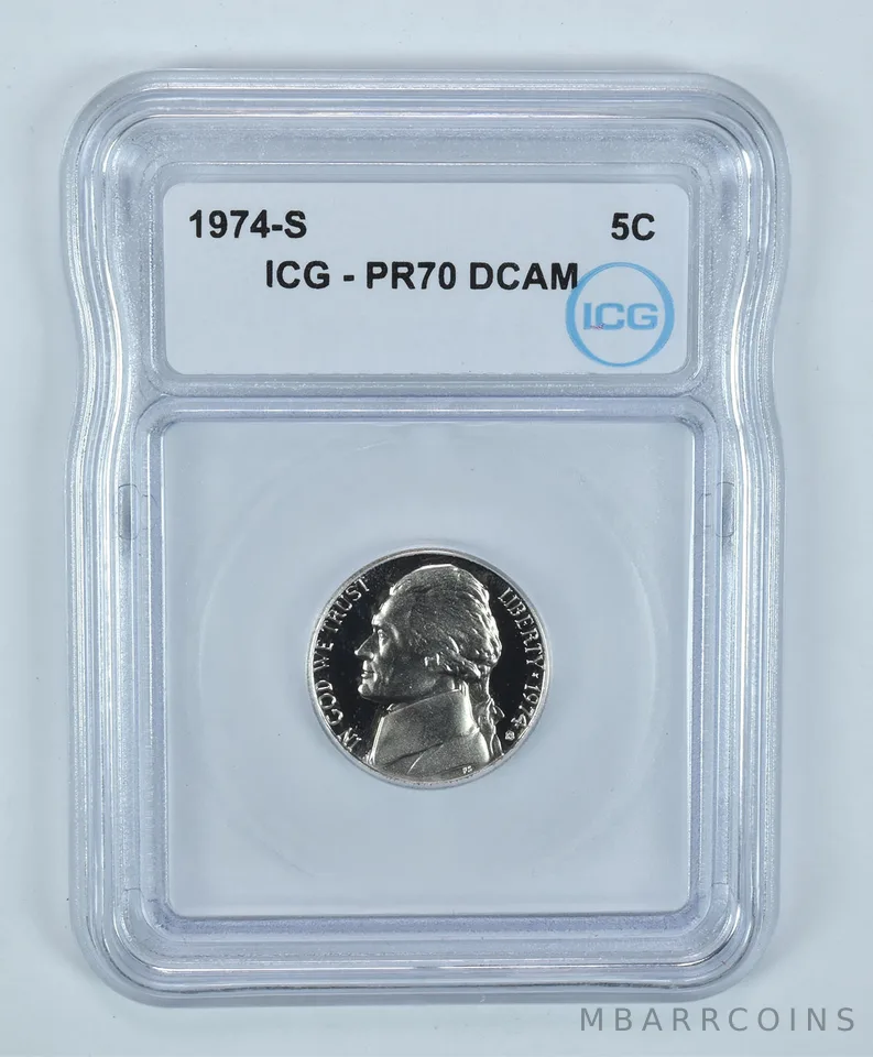 1974-S Jefferson Nickel PR70 DCAM ICG
