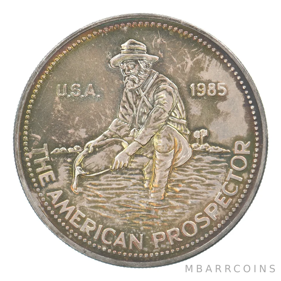 1985 Engelhard 1 Oz Silver American Prospector Beautiful Tone *7597