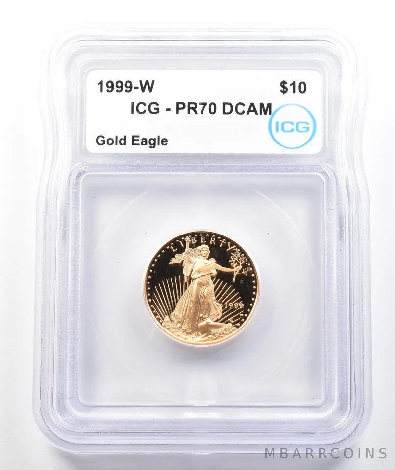 1999-W $10 American Gold Eagle 1/4 Oz Gold PR70 DCAM ICG