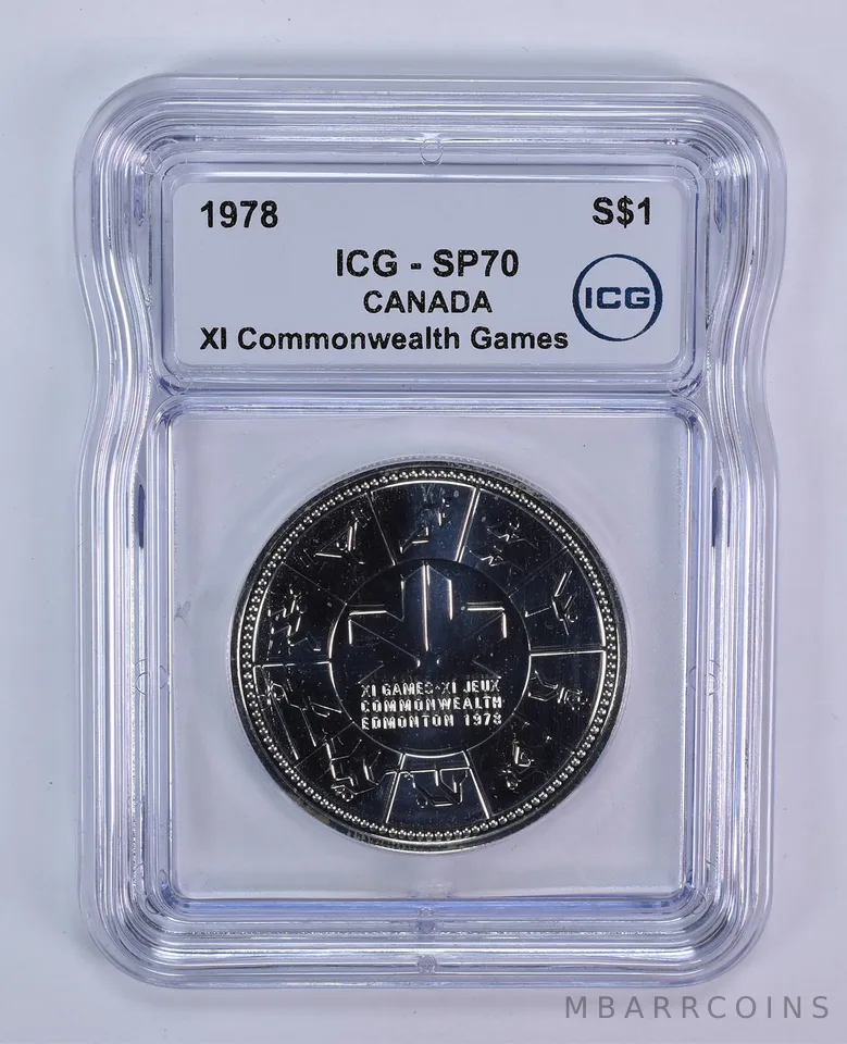 1978 Canada 1 Dollar Silver Commonwealth Games SP70 ICG