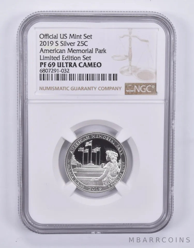 2019-S Quarter Silver American Memorial Park Limited Edition Set PF69 NGC