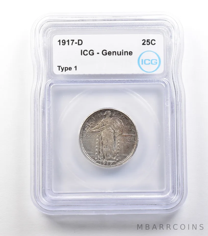 1917-D Standing Liberty Quarter Type 1 Genuine ICG *1515