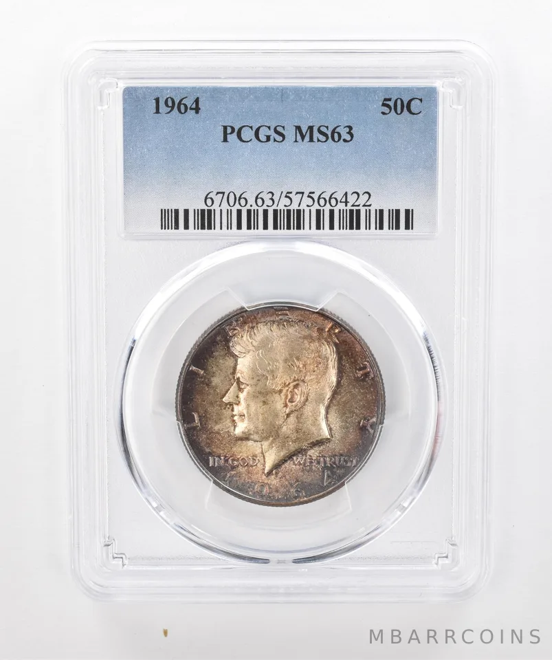1964 Kennedy Half Dollar MS63 PCGS Beautiful Tone *1364