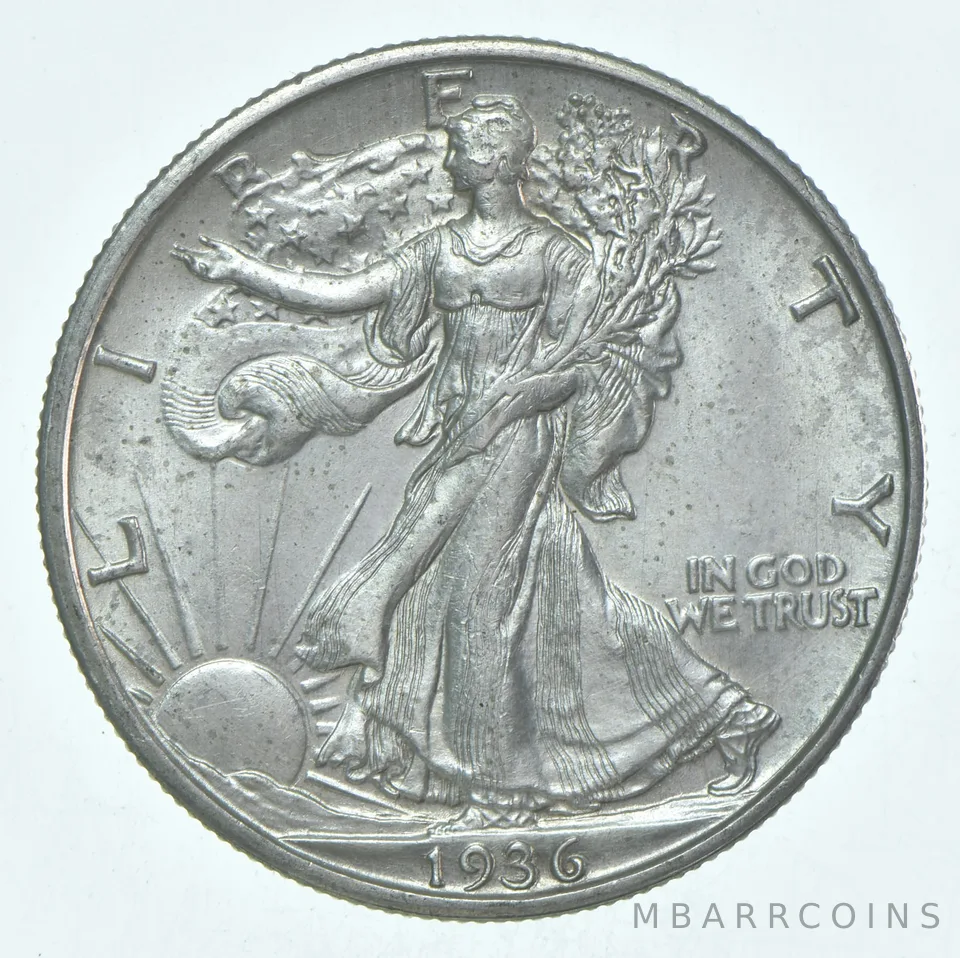 BU 1936-S Walking Liberty Half Dollar Uncirculated 90% Silver
