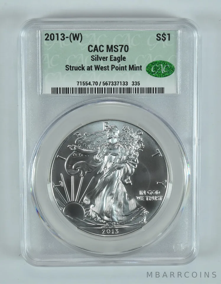 2013-(W) American Silver Eagle Struck At West Point MS70 CAC CACg