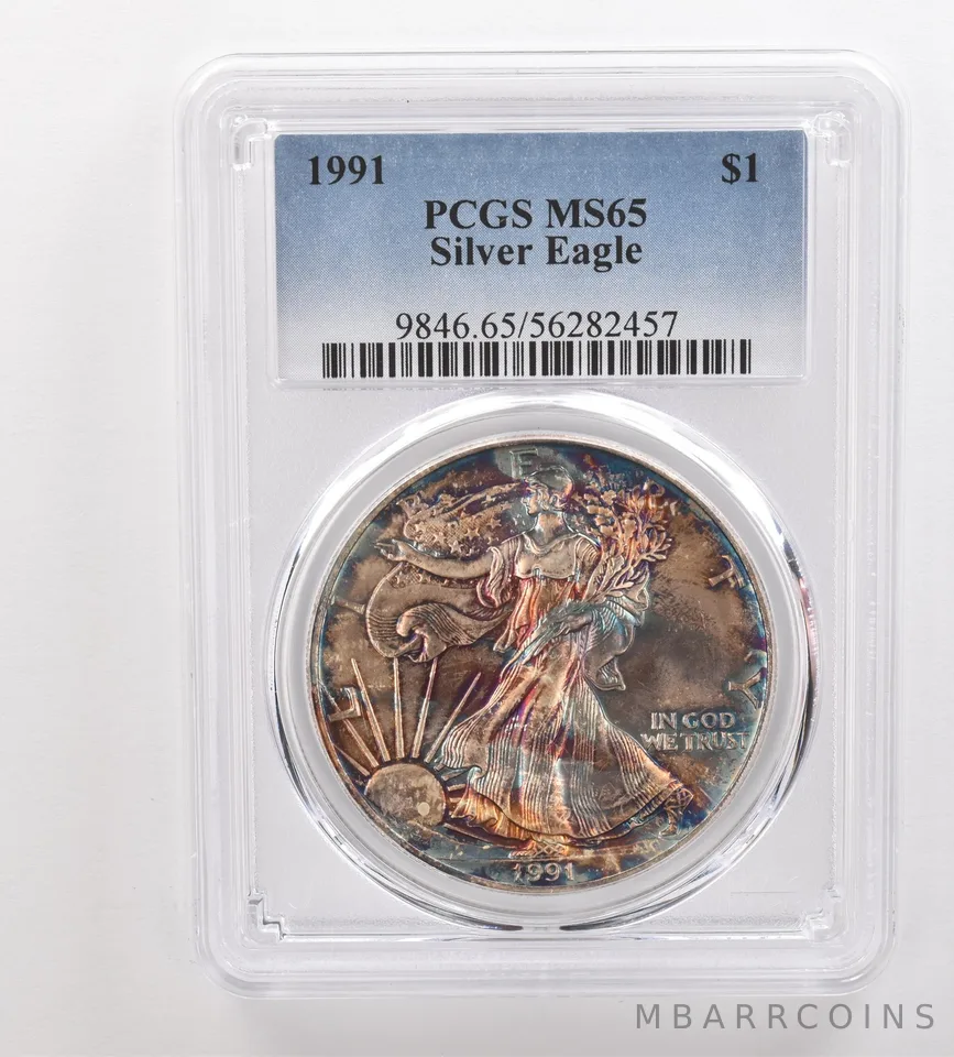 1991 American Silver Eagle MS65 PCGS Beautiful Tone *3257