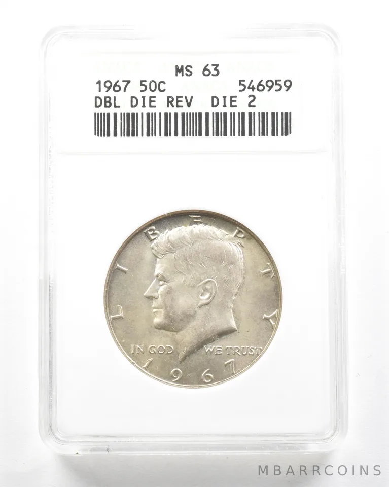 1967 Kennedy Half Dollar DDR Die 2 MS63 ANACS *2086
