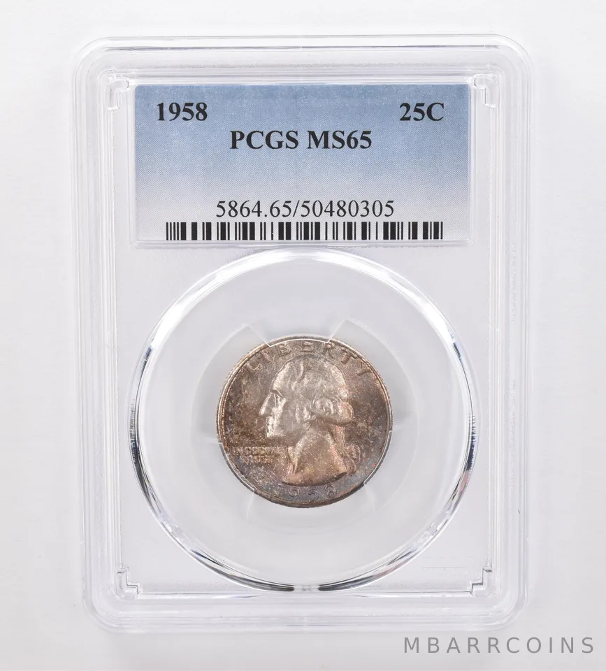 1958 Washington Quarter MS65 PCGS Beautiful Tone *0065