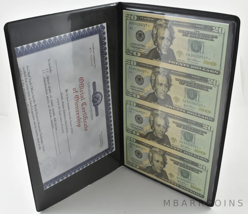 Lot (4) 2004 A $20 FRN Uncut Sheet Star Note *5746
