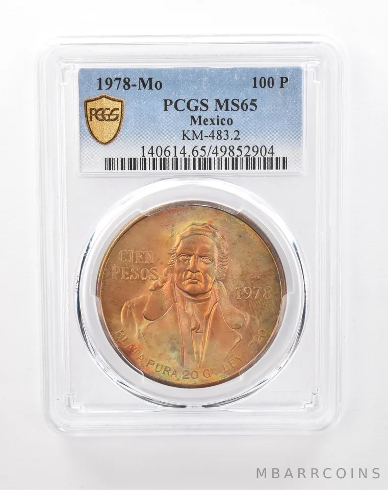 1978 Mo Mexico 100 Pesos Silver KM-483.2 MS65 PCGS Beautiful Tone a9081