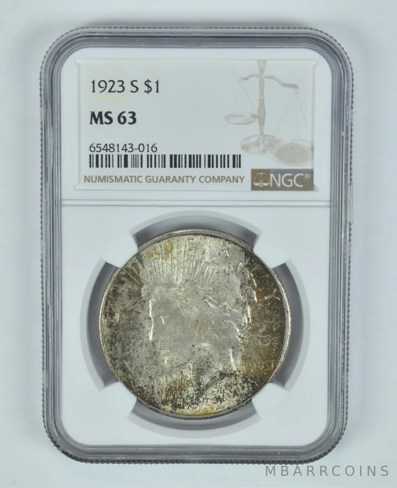 MS63 1923-S Peace Silver Dollar NGC - Great Tone *3378