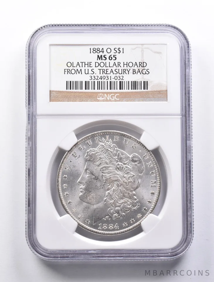 MS65 1884-O Morgan Silver Dollar Olathe Dollar Hoard NGC *1350