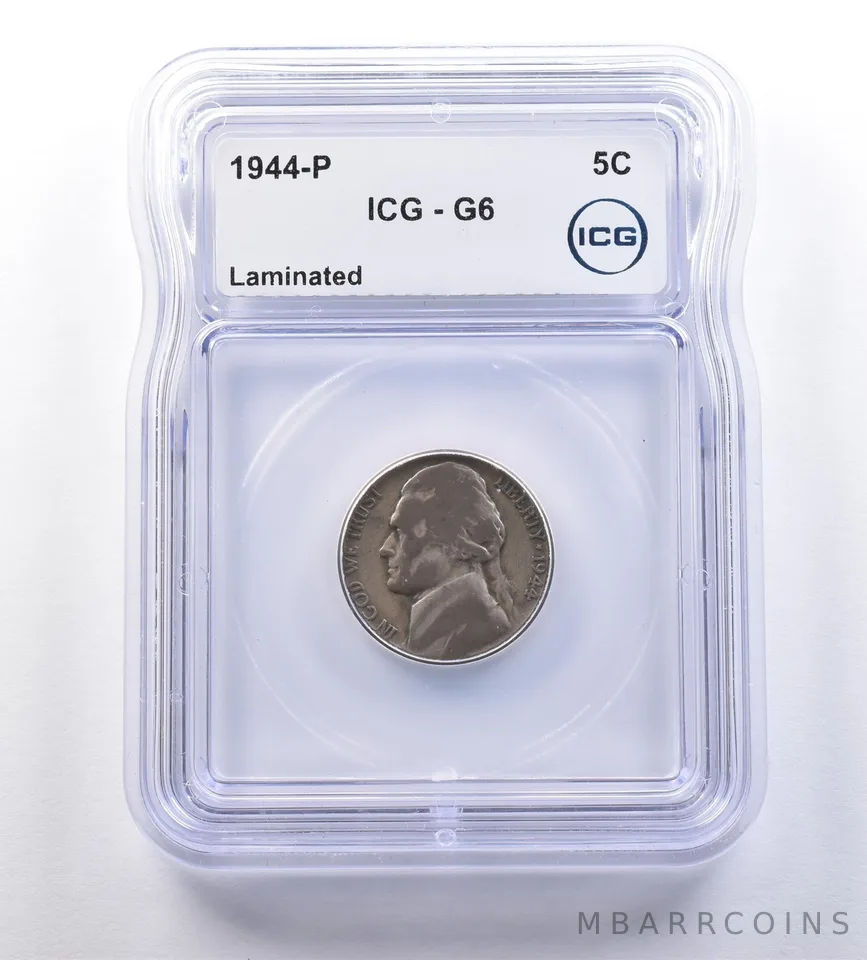 1944-P Jefferson Nickel Laminated G6 ICG *9175