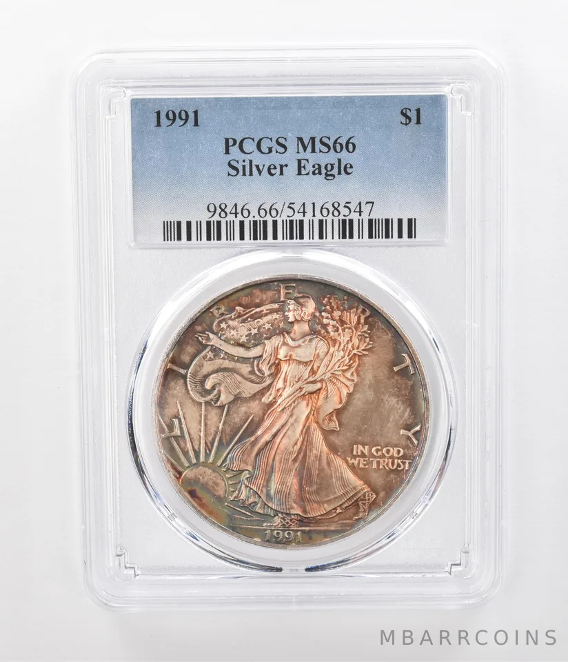 1991 American Silver Eagle MS66 PCGS Beautiful Tone *1244