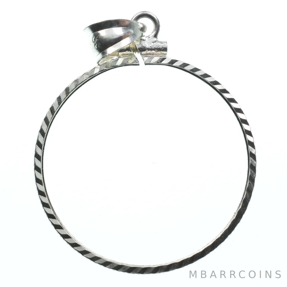 Sterling Silver 26 MM Susan B Anthony $1 Coin Bezel Pendant Frame Edge *2335