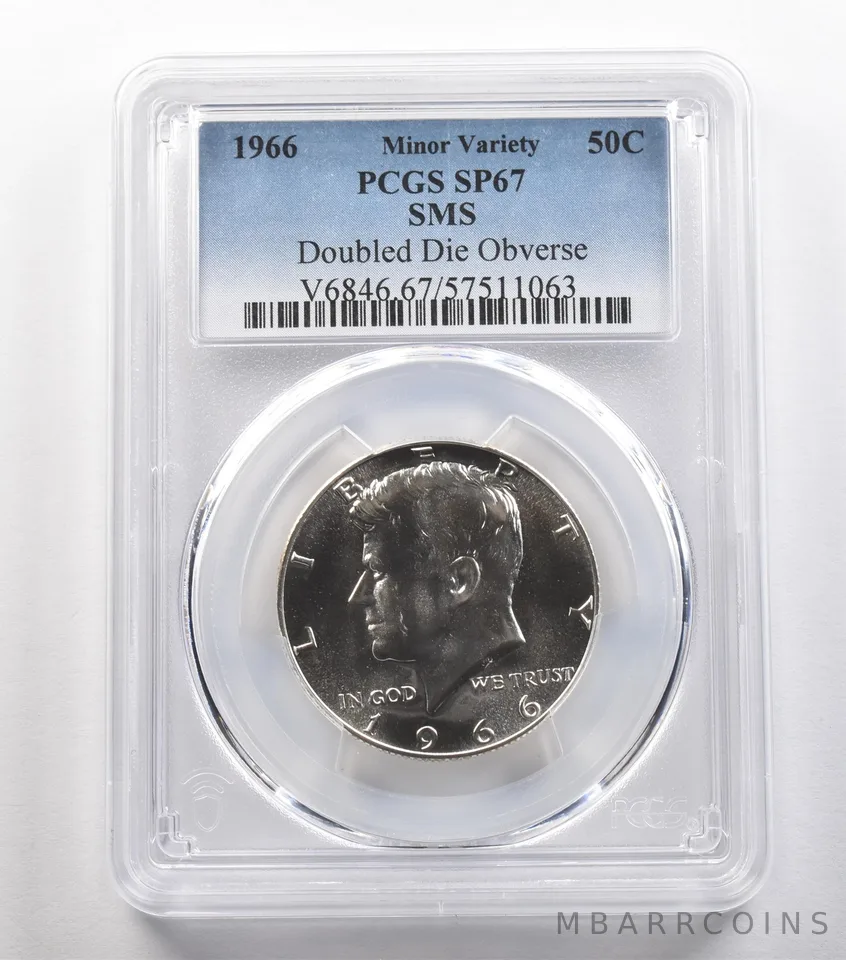 1966 Kennedy Half Dollar SMS Doubled Die Obverse SP67 PCGS *4842