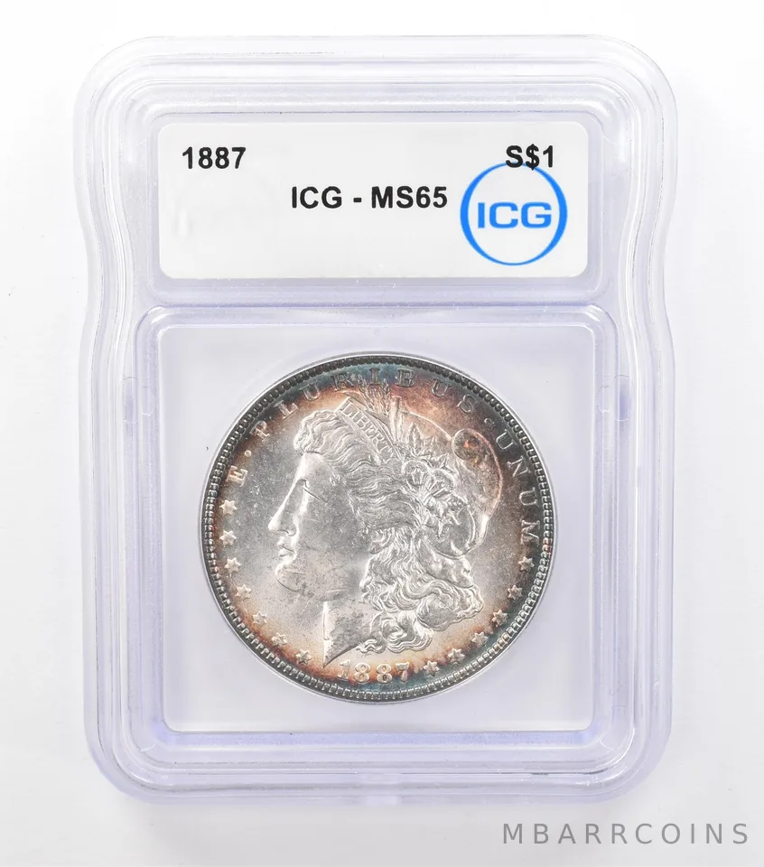 1887 Morgan Silver Dollar MS65 ICG Peripheral Tone *6574