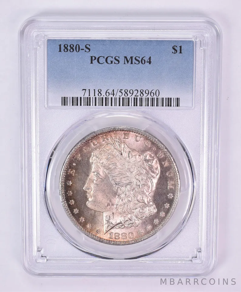 1880-S Morgan Silver Dollar MS64 PCGS Beautiful Tone *1079